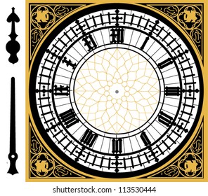 Big ben clock in very high detail - vector - layered and grouped