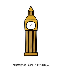 Big Ben doodle icon, vector illustration