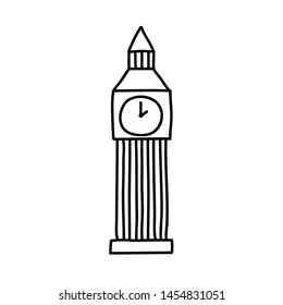 Big Ben doodle icon, vector illustration