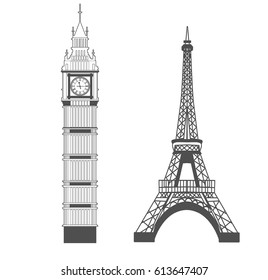 Big Ben and Eiffel Tower