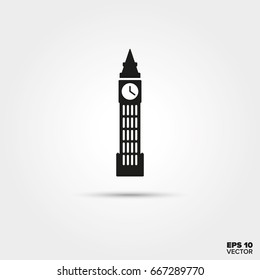 Big Ben, The Elizabeth Tower at London, England. EPS 10 Vector icon.