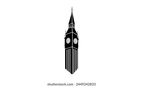 big ben emblem, black isolated silhouette