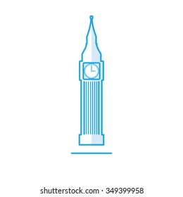 Big Ben, Famous world landmark, London, vector flat icon design