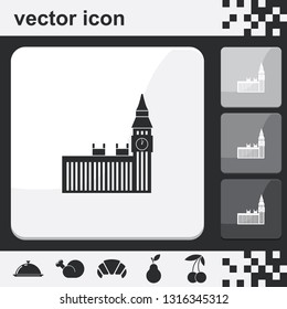 The Big Ben flat set of buttons vector icon.
