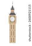 Big Ben in flat style. Hand drawn vector art
