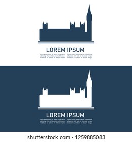 Big Ben and the Houses of Parliament in London, UK. Design element for touristic flyer, post card, leaflet, booklet, poster and etc. Flat design.