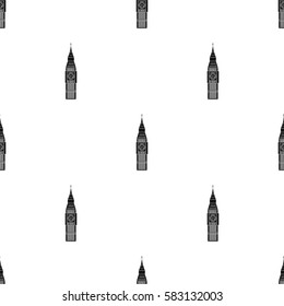 Big Ben icon in black style isolated on white background. England country pattern stock vector illustration.