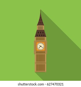 Big Ben icon in flat style isolated on white background. England country symbol stock vector illustration.