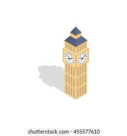 Big Ben icon in isometric 3d style isolated on white background. Time symbol