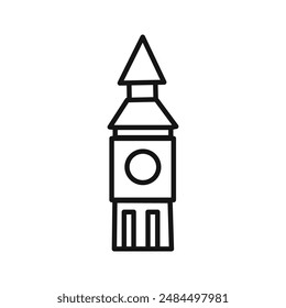 Big Ben icon linear vector graphics sign