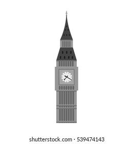 Big Ben icon in monochrome style isolated on white background. England country symbol stock vector illustration.