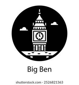 Ícone Big Ben em estilo sólido 