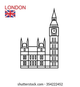 Big Ben icon. The symbol of London. Vector illustration. 