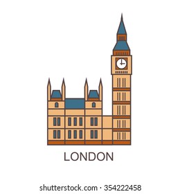 Big Ben icon. The symbol of London. Vector illustration. 