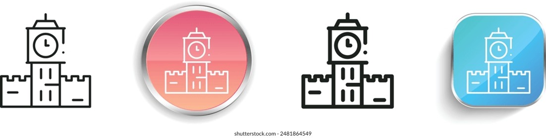 big ben icon. Thin Linear, Regular and Button Style Design Isolated On White Background