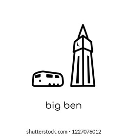 Big ben icon. Trendy modern flat linear vector Big ben icon on white background from thin line Architecture and Travel collection, editable outline stroke vector illustration