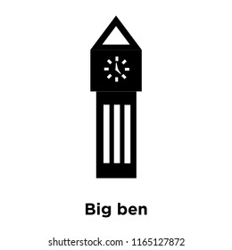 Big ben icon vector isolated on white background, Big ben transparent sign , black time symbols