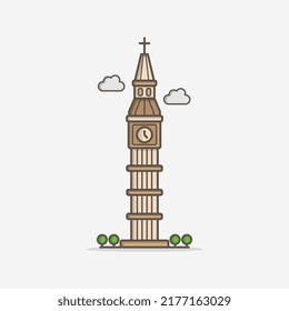 Big Ben illustrated in cartoon style