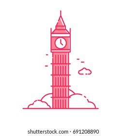 Big Ben Illustration in red