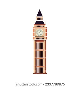 Big Ben isolated on white background. Big Ben clock tower in London. Vector stock