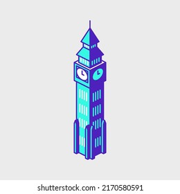 Ilustración del icono vector isométrico Big Ben