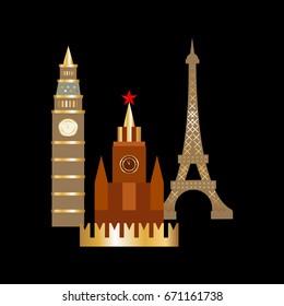 Big Ben, the Kremlin and the Eiffel Tower