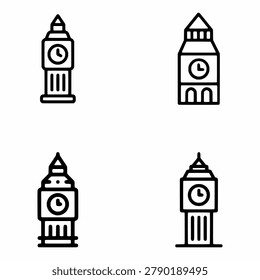 Big Ben Landmark Icon Set Vector Collection Isolated on White Background
