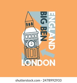 big ben landmark london for tshirt artwork kids, abstract design, Flаt соlоrѕ, Cartoon style. Idеаl fоr t ѕhіrt, bаdgе, роѕtеr, аnd оthеr рrіnt.