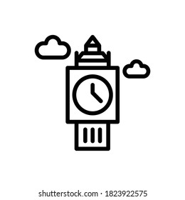 Big Ben (Landmarks Monuments) icon outline vector. isolated on white background