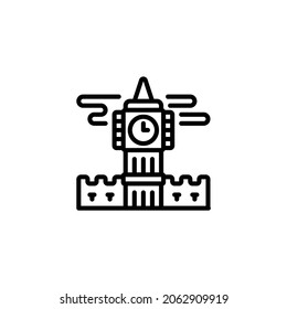 Big Ben Line Icon, Vector Template