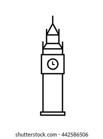 Big Ben line vector icon landmark London England