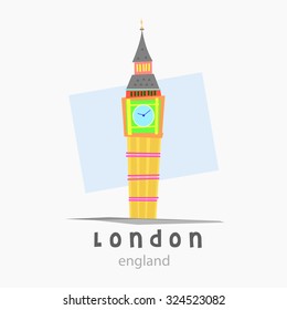 Big ben logo representing London and England. Logo with multiple colors. vector