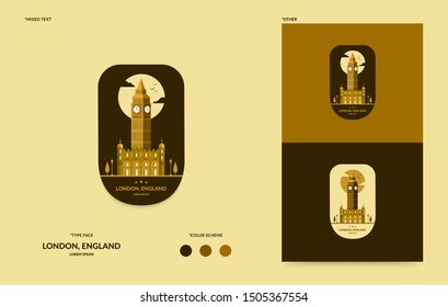 Big ben logo template, famous landscape of England, minimal and modern city badge