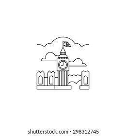 Big Ben, London, England / UK, minimalist icon, flat design, vector