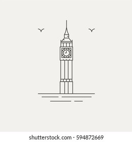 Big ben london english landmark icon vector illustration
