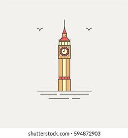 Big ben london english landmark icon vector illustration