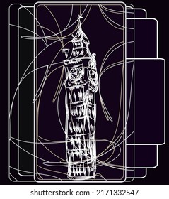 Big Ben, London. Geometric abstract background. Cubism. Contemporary trendy vector illustration. Wallpaper