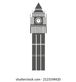 Big ben london - grey simple vector icon