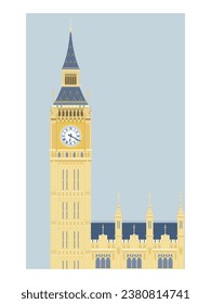 Big Ben London Icon Landmark of England British Vector Illustration