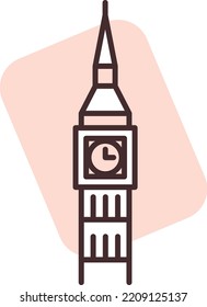 Big Ben London, illustration, vector on white background.