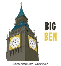 Big Ben London Isolated Detail Vector