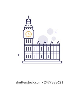 Big Ben, London Landmark, Clock Tower, British Monument, Westminster Clock, Historic Landmark Vector Illustration Icon Design