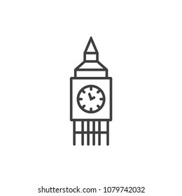 Big Ben, London landmark line icon.