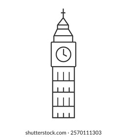 Big Ben London landmark symbol outline icon flat