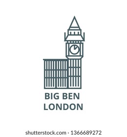 Big ben london line icon, vector. Big ben london outline sign, concept symbol, flat illustration