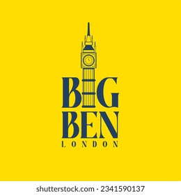 Big Ben London modern and stylish typography with Big Ben tower LOGO design vector illustration for print tee shirt, typography, background, tamplat, poster