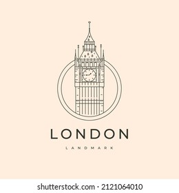 big ben london tower line art logo vector symbol illustration design