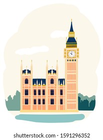 Big Ben, London, UK. Travel vector illustration. 