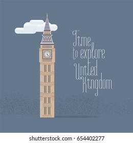 Big Ben in London vector illustration. Travel to UK, Great Britain, London concept design