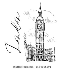 Big Ben In London Vector Sketch Illustration